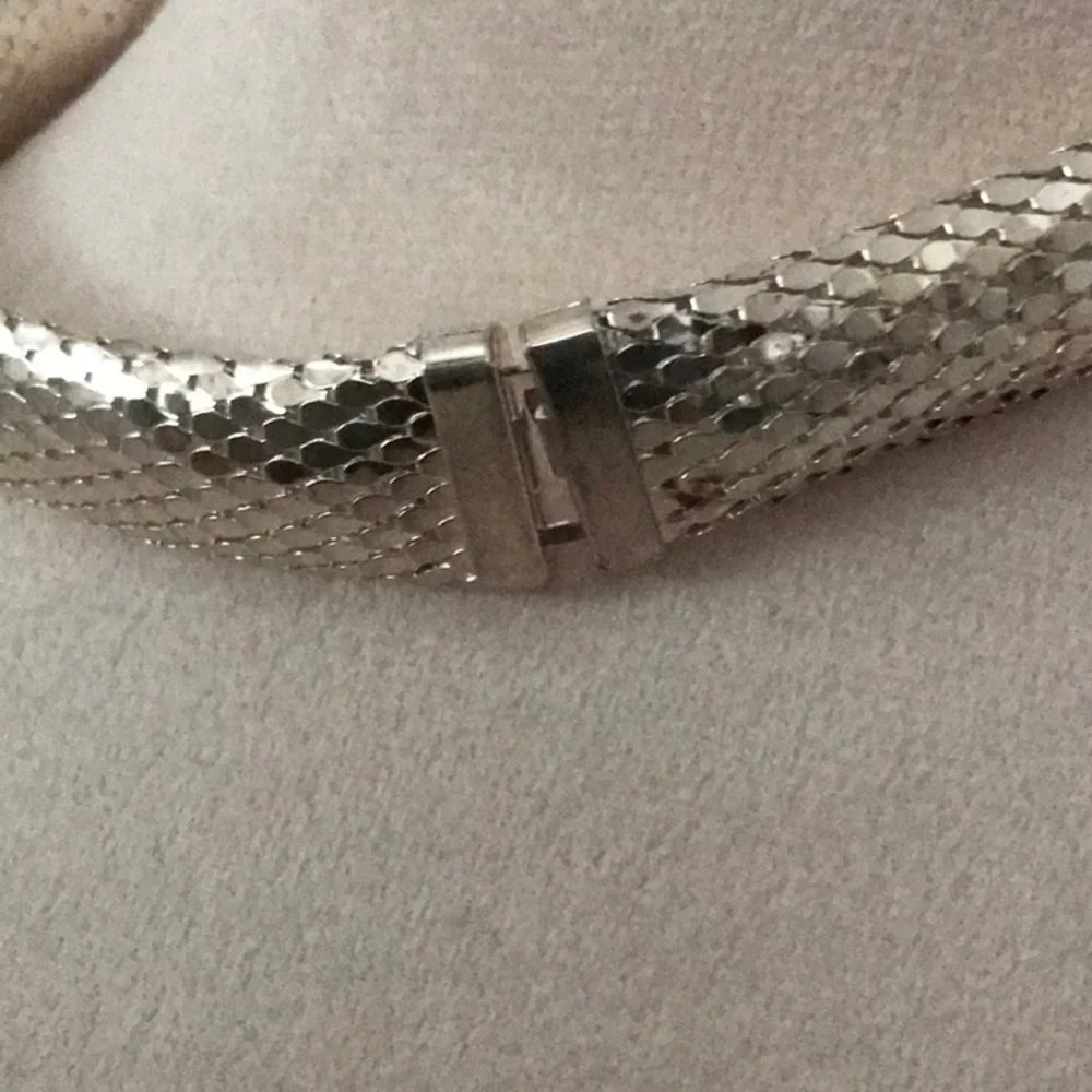 Silver Textured Choker Necklace - Picture 4 of 6
